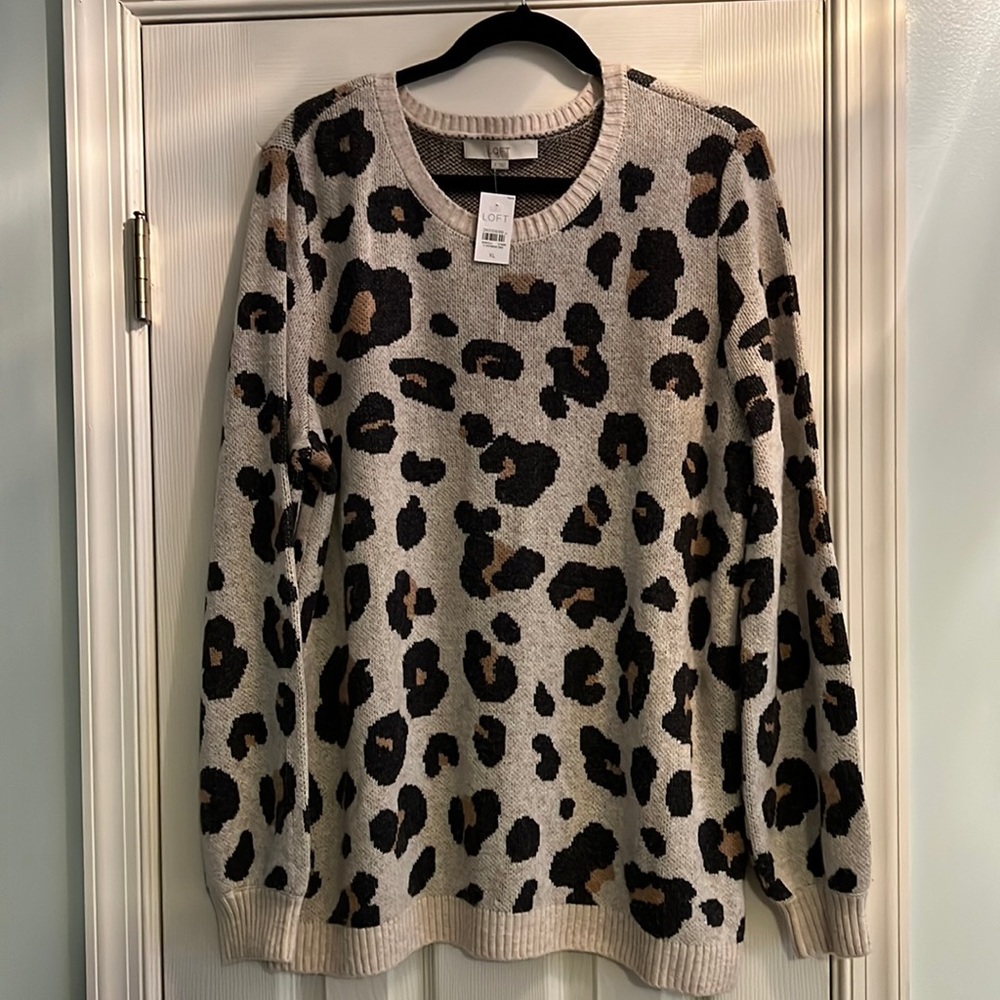 Loft Leopard print sweater NWT